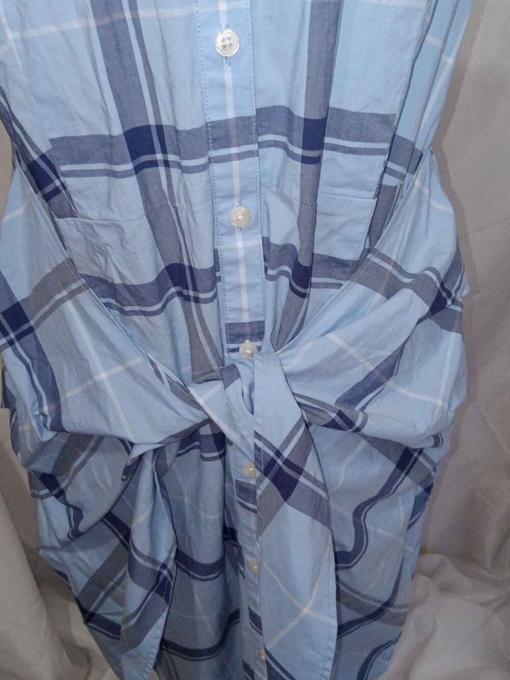 UNTUCKit Women's Plaid Cotton Short Sleeve Caroline Shirt Dress Blue Size 6 - Picture 7 of 15